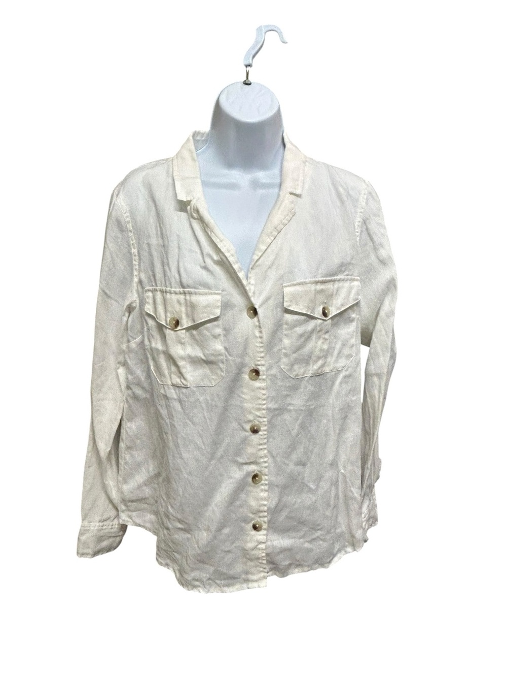Hatley White Linen Long Sleeve Button Down Shirt Size M